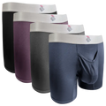 Nylon Mesh 7in Boxer Briefs V Fly 4pk Black/Denim/Gunmetal/Wineberry Menswear MENS UNDERWEAR Plain man travel breathable Undergarments Activewear Athletic Sport Multicolor Sportswear Sports Clothes