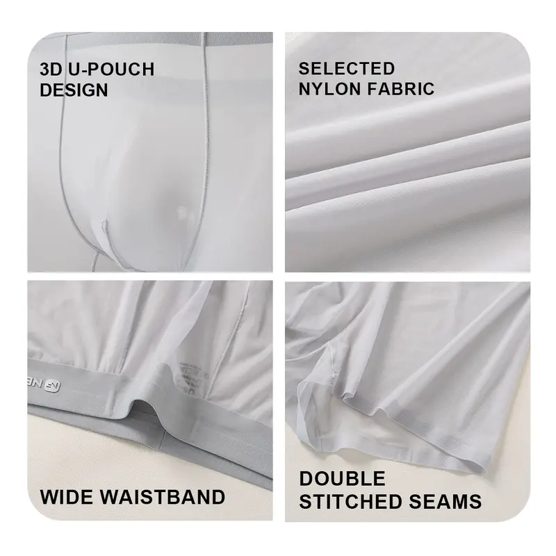 Men's Ultra-Thin Cooling Boxer Briefs Lightweight Microfiber Underwear Breathable No-Show Design Summer Comfort Birthday gift Fabric Menswear