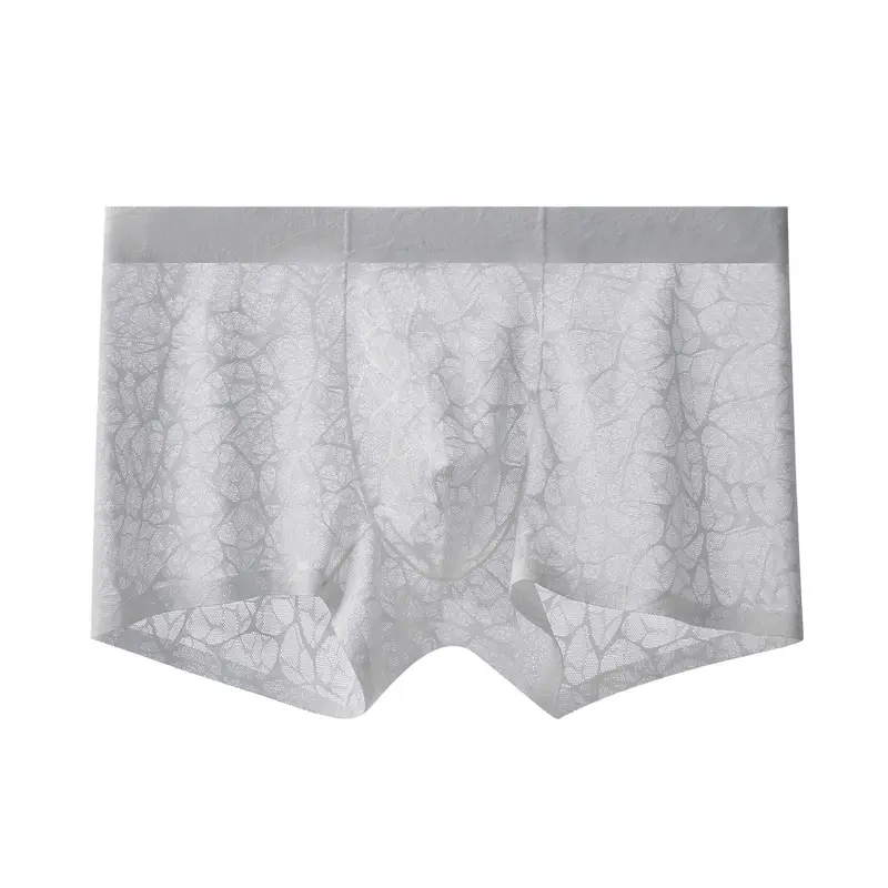 Men's Leopard Lace Boxer Briefs 4-Pack – Ice Silk Cooling, Ultra-Soft, Seamless See-Through, Anti-Odor Underwear，Birthday and Father's Day gifts
