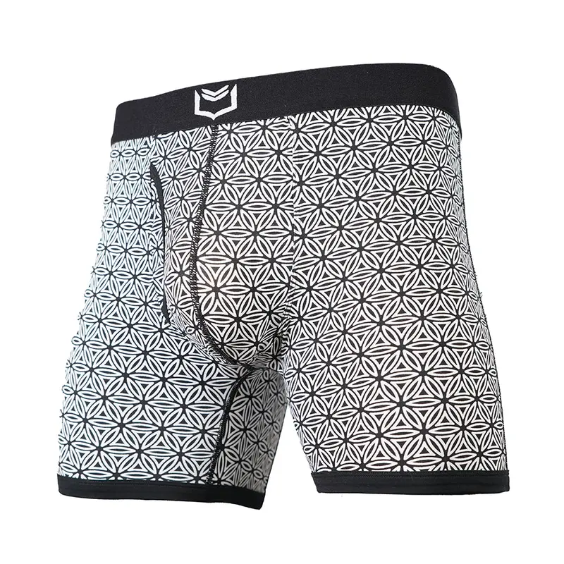 SHEATH 4.0 Men's Dual Pouch Boxer Briefs 5in - Modal Soft Breathable Underwear, Patent-Pending Flower of Life & Paisley Print Daily Comfort Natural