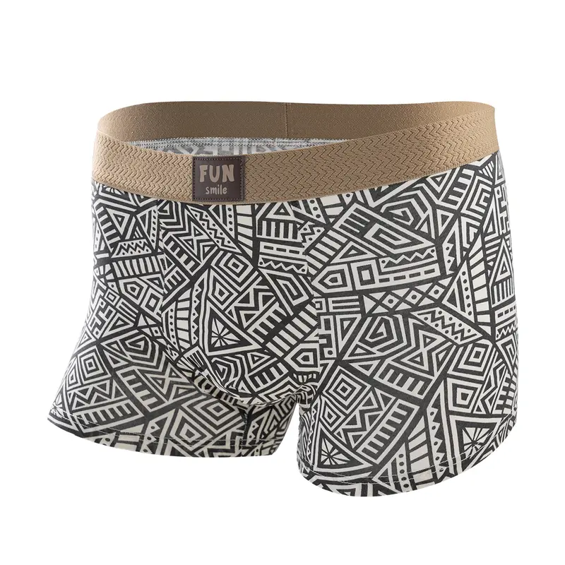 Men's Premium Cotton Boxer Briefs Geometric Pattern Design Breathable Mesh Panel Seamless Waistband Moisture-Wicking Underwear 3 Pack