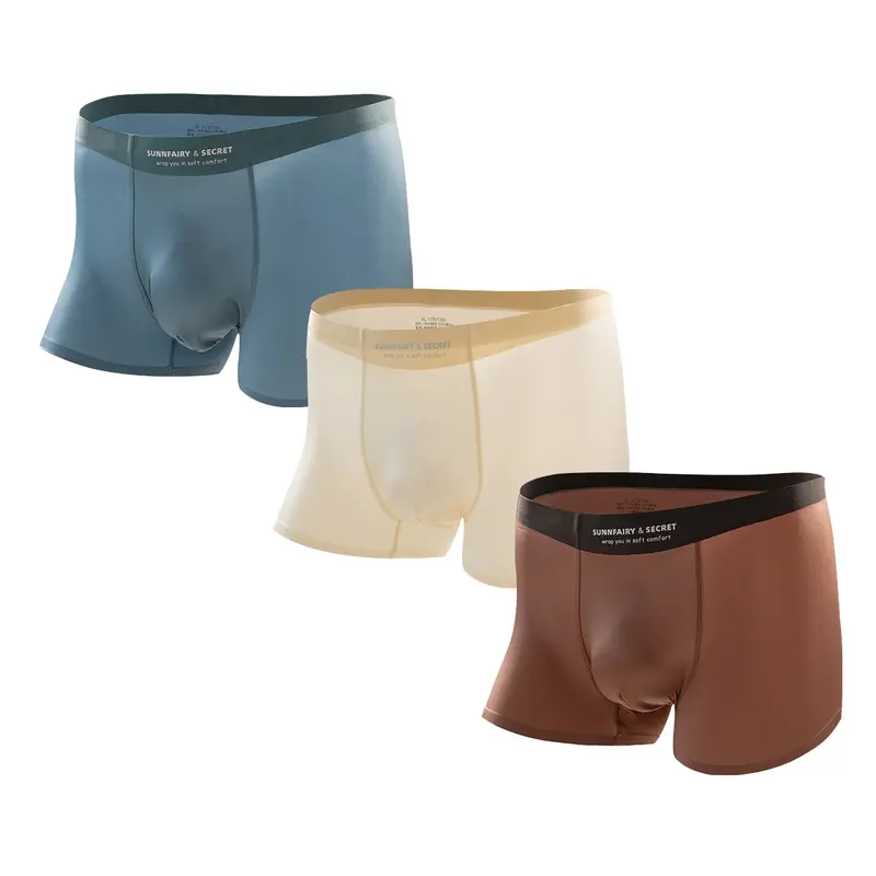 Men's Luxury Satin Cooling Boxer Briefs 3-Pack Breathable 3D Pouch Seamless Underwear Summer Comfort Perfect Gift Sold by NEXFORMX3