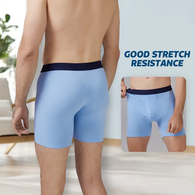 BAMBOO COOL Men's Boxer Briefs with Fly - Natural Silky Viscose Spandex Polyester Fabric, Breathable Moisture-Wicking Lightweight Menswear Undergarments, 4 or 7-Pack High-Quality Classic Stretch S-3XL Sizes