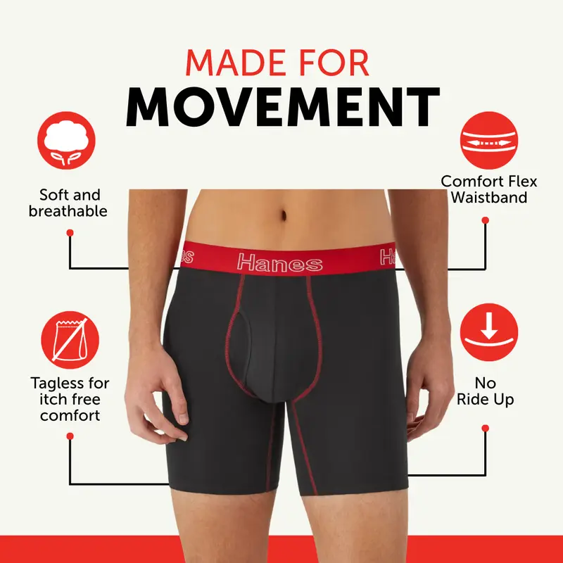 Hanes Men’s Underwear – ComfortSoft Waistband, Breathable Cotton, Tagless Design, premium cotton Underwear for all-day wear and value multipack choice ST2BP6