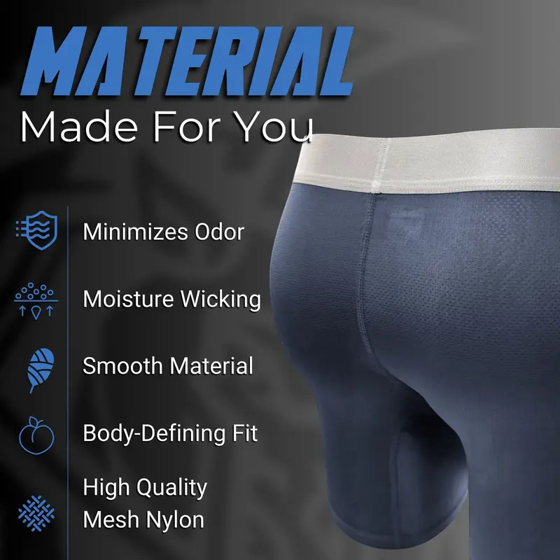 Nylon Mesh 7in Boxer Briefs V Fly 4pk Black/Denim/Gunmetal/Wineberry Menswear MENS UNDERWEAR Plain man travel breathable Undergarments Activewear Athletic Sport Multicolor Sportswear Sports Clothes