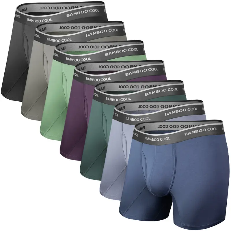 BAMBOO COOL Men's Underwear Boxer Briefs Soft Breathable Premium Fabric Open Fly Pouch High Performance Stretch Christmas Gifts for Men 4 or 7 Pack Athletic summervibes,