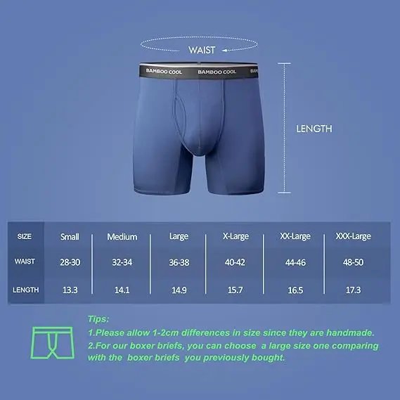BAMBOO COOL Men's Underwear Boxer Briefs Soft Breathable Premium Fabric Open Fly Pouch High Performance Stretch Christmas Gifts for Men 4 or 7 Pack Athletic summervibes,