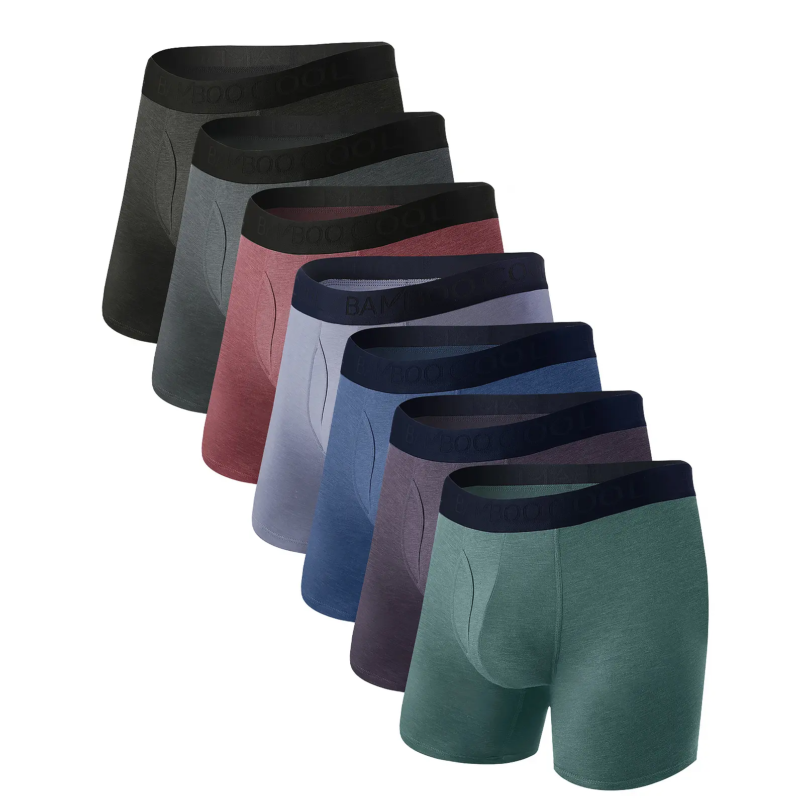 BAMBOO COOL Men's Boxer Briefs with Fly - Natural Silky Viscose Spandex Polyester Fabric, Breathable Moisture-Wicking Lightweight Menswear Undergarments, 4 or 7-Pack High-Quality Classic Stretch S-3XL Sizes