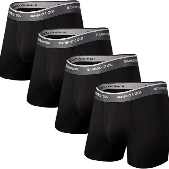 BAMBOO COOL Men's Underwear Boxer Briefs Soft Breathable Premium Fabric Open Fly Pouch High Performance Stretch Christmas Gifts for Men 4 or 7 Pack Athletic summervibes,