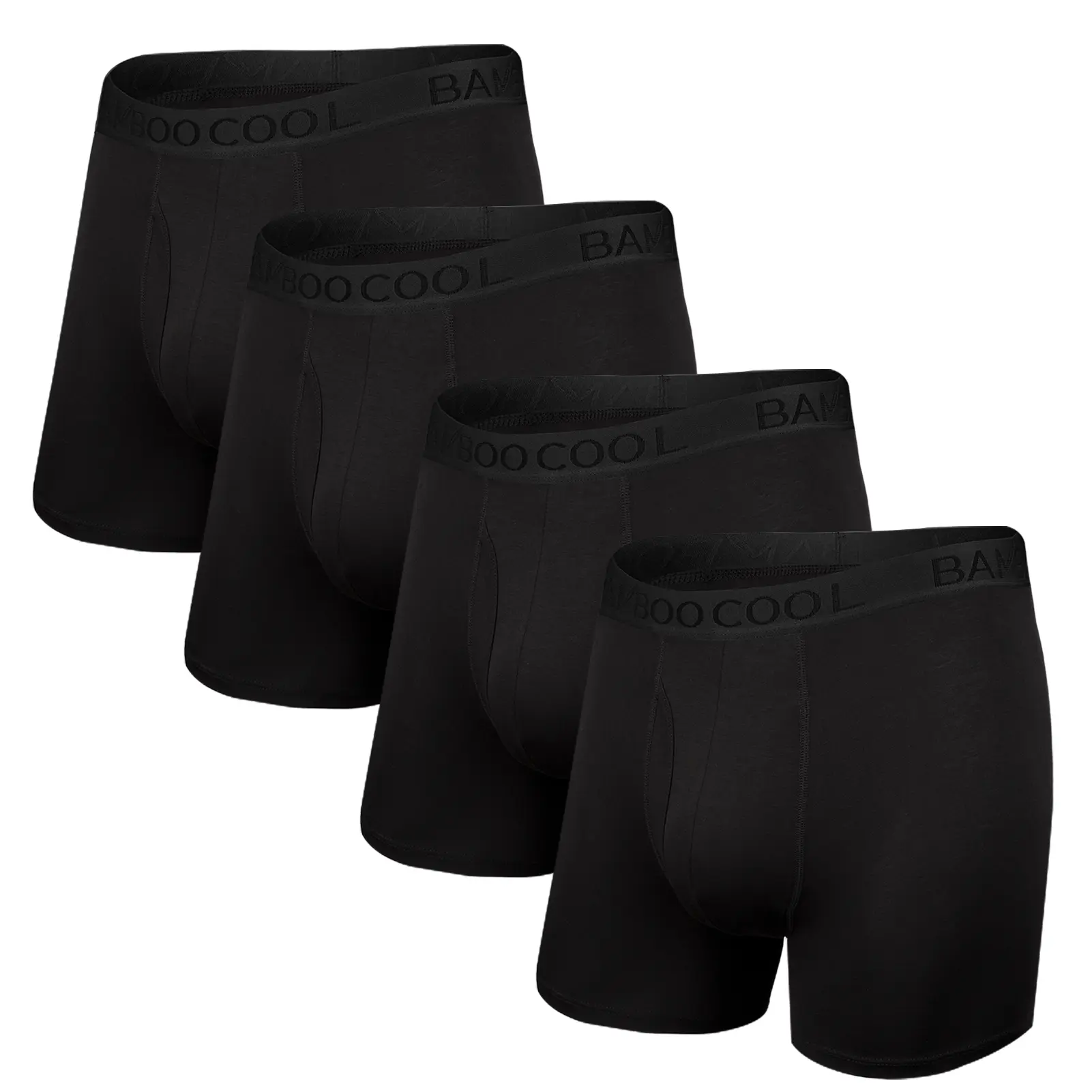 BAMBOO COOL Men's Boxer Briefs with Fly - Natural Silky Viscose Spandex Polyester Fabric, Breathable Moisture-Wicking Lightweight Menswear Undergarments, 4 or 7-Pack High-Quality Classic Stretch S-3XL Sizes