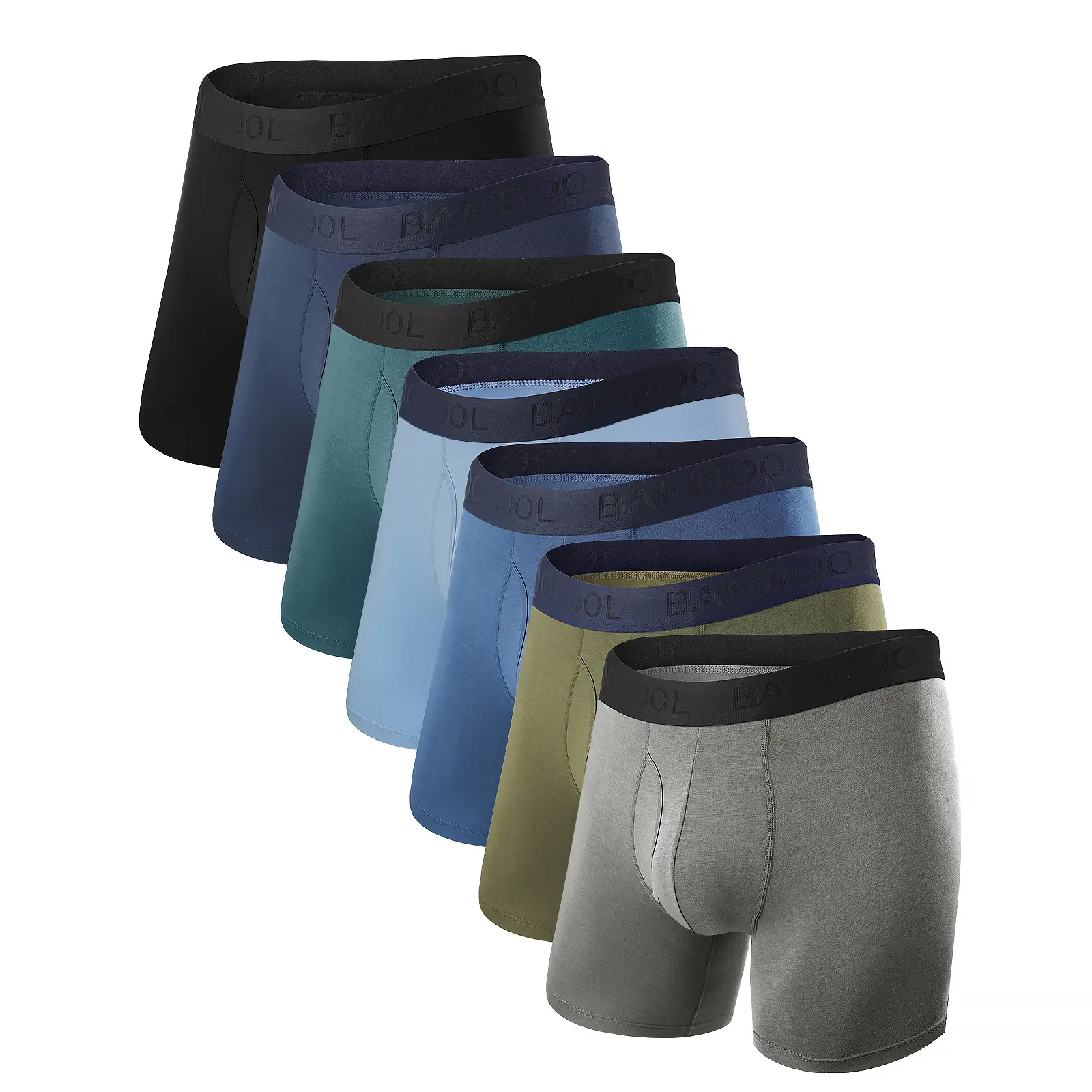 BAMBOO COOL Men's Boxer Briefs with Fly - Natural Silky Viscose Spandex Polyester Fabric, Breathable Moisture-Wicking Lightweight Menswear Undergarments, 4 or 7-Pack High-Quality Classic Stretch S-3XL Sizes