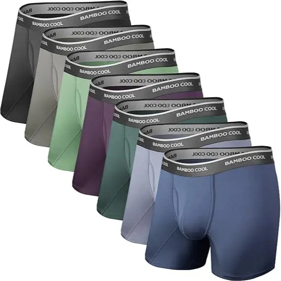 BAMBOO COOL Men's Underwear Boxer Briefs Soft Breathable Premium Fabric Open Fly Pouch High Performance Stretch Christmas Gifts for Men 4 or 7 Pack Athletic summervibes,