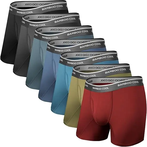 BAMBOO COOL Men's Underwear Boxer Briefs Soft Breathable Premium Fabric Open Fly Pouch High Performance Stretch Christmas Gifts for Men 4 or 7 Pack Athletic summervibes,