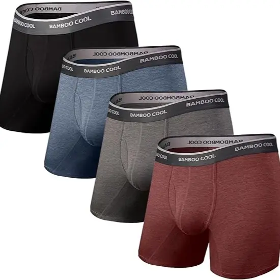 BAMBOO COOL Men's Underwear Boxer Briefs Soft Breathable Premium Fabric Open Fly Pouch High Performance Stretch Christmas Gifts for Men 4 or 7 Pack Athletic summervibes,